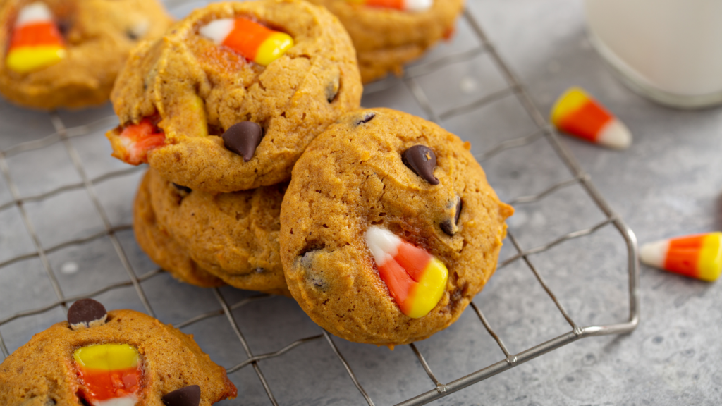 Candy corn chocolate chip cookies